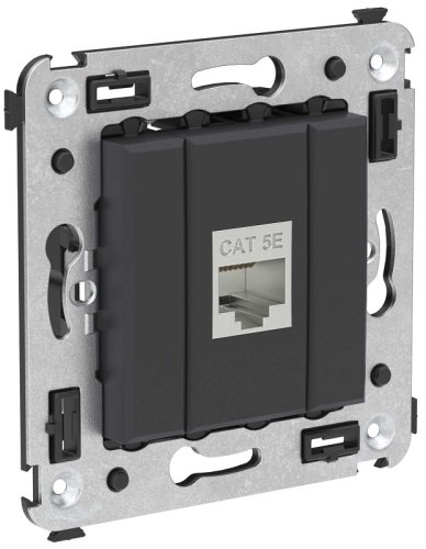 Розетка компьютерная экранированная без рамки DKC Avanti 1-м. RJ45 5е черный матовый картинка